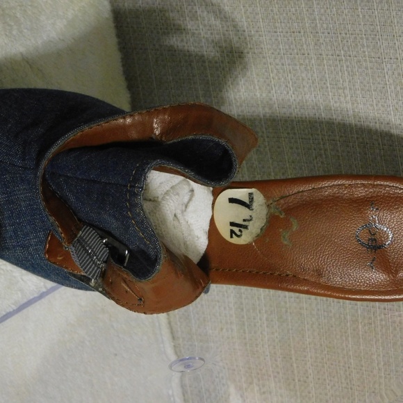 WOMEN'S BLUE JEAN OPEN TOE 5" HEELS BY JOEY O SIZE - Picture 3 of 8